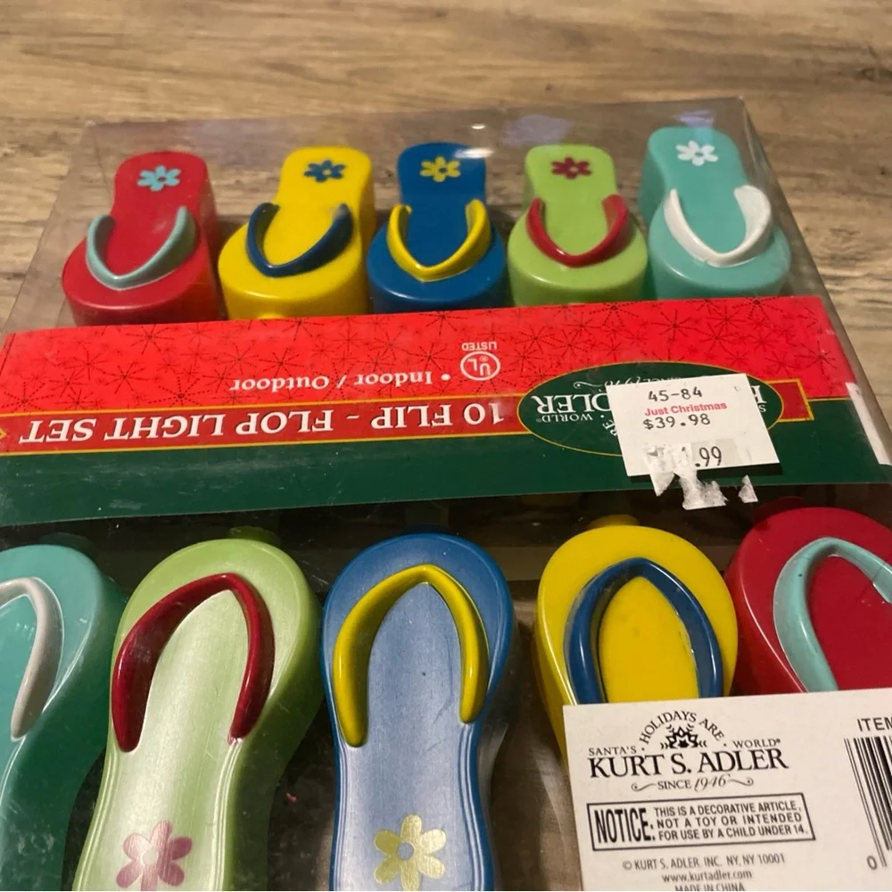 Kurt s Adler 10 flip flop indoor outdoor string lights christmas tiki hut beachy
